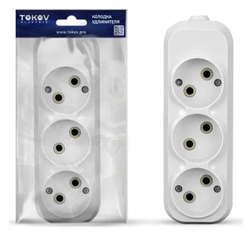Колодка удлинителя 3-м 10А без заземл. АБС-пластик бел. TOKOV ELECTRIC TKE-C01-KU3