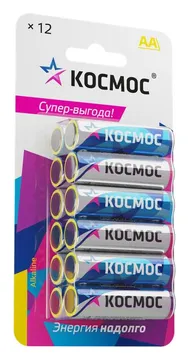 Элемент питания алкалиновый AA/LR6 BP-12 (блист.12шт) КОСМОС KOCLR6BL12