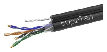 Кабель витая пара U/UTP кат.5E 4х2х24AWG solid Cu PE Outdoor Standard трос черн. (м) SUPRLAN 01-0322-1