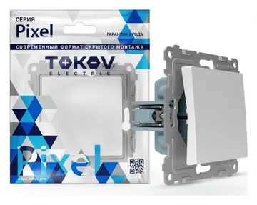 Переключатель 1-кл. СП Pixel IP44 механизм бел. TOKOV ELECTRIC TKE-PX-P1-C01-IP44