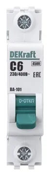Выключатель автоматический модульный 1п C 6А 4.5кА ВА-101 DEKraft 11052DEK