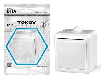 Переключатель 1-кл. ОП Dita IP54 10А 250В бел. TOKOV ELECTRIC TKL-DT-P1-C01-IP54