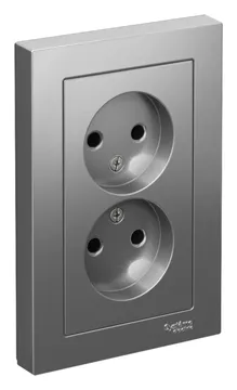 Розетка 2-м СП AtlasDesign 16А IP20 без заземл. в сборе сталь SE ATN000920