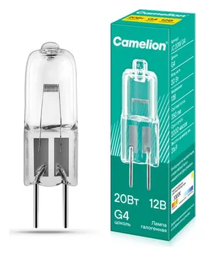 Лампа галогенная JC 20Вт 12В капс. g4 Camelion 1955
