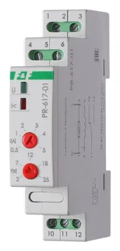 Реле тока PR-617-01 (диапазон 0.5-5А; с задержкой отключения; монтаж на DIN-рейке 35мм 230В 16А 1Z IP20) F&F EA05.001.002