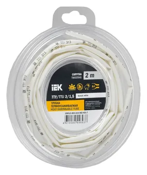 Трубка термоусадочная ТТУ нг-LS 3/1.5 бел. (уп.2м) IEK UDR12-003-D15-002-K01-T