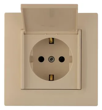 Розетка 1-м с крышкой Karea RIZZ с заземл. крем Makel 88010029