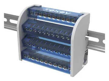 Шина на DIN-рейку в корпусе (кросс-модуль) 4 группы по 11 отверстий 125А TOKOV ELECTRICT KE-DBTB-125-4-11/3L+PEN