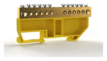 Шина PE "земля" на DIN-изоляторе 8х12мм 12 отвер. латунь TOKOV ELECTRIC TKE-BCB-812-12-DIN/PE