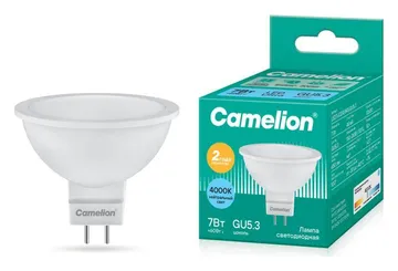 Лампа светодиодная LED7 JCDR/845/GU5.3 7Вт рефлектор матовая 4500К бел. GU5.3 495лм 220В Camelion 11657