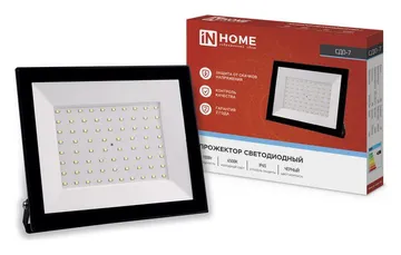 Прожектор светодиодный СДО-7 100Вт 6500К IP65 9000лм 230В черн. IN HOME 4690612034652