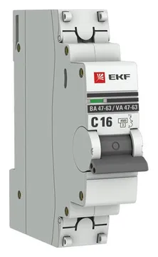 Выключатель автоматический модульный 1п C 16А 4.5кА ВА 47-63 PROxima EKF mcb4763-1-16C-pro