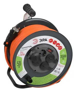 Удлинитель на метал. катушке 4х50м с заземл. IP44 RMx-4es-3x2.5-50m с выкл. ПВС 3х2.5 Эра Б0052922