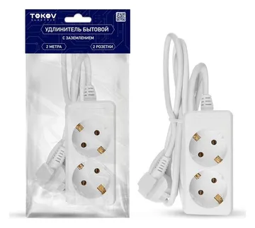 Удлинитель 2х1.5м с заземл. 10А 3х0.75 TOKOV ELECTRIC TKE-C01-BU2-1.5-075-Z