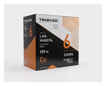 Кабель витая пара U/UTP 4х2х23AWG(0.57мм) кат.6 PVC indoor Fluked tested 305м (м) PRO TOKOV ELECTRIC TKP-C08-U/UTP-42-6-305