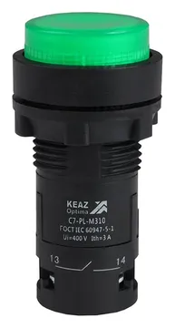 Кнопка с подсветкой OptiSignal Compact D22 С7-PL-M310 зел. 1НО 230В AC XB7NW33M1 КЭАЗ 362100