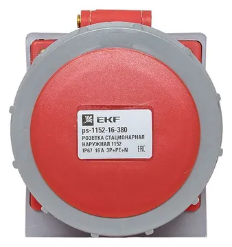 Розетка стационарная наружная 1152 3Р+РЕ+N 16А 380В IP67 PROxima EKF ps-1152-16-380