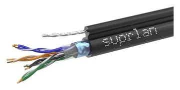 Кабель витая пара F/UTP кат.5E 4х2х24AWG solid Cu PE Outdoor Standard трос черн. (м) SUPRLAN 01-1026-1
