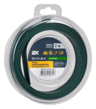 Трубка термоусадочная ТТУ нг-LS 10/5 зел. (уп.2м) IEK UDR12-010-005-002-K06-T