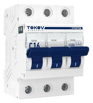 Выключатель автоматический модульный 3п C 16А 4.5кА PRIZMA TOKOV ELECTRIC TKE-PZ45-MCBI-3-16-C