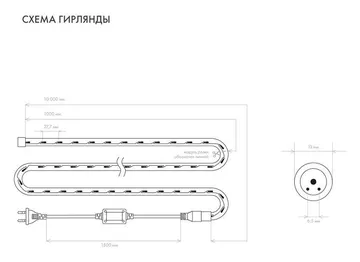 Шнур светодиодный Дюралайт фиксинг 2Вт 36LED/м бел. (уп.100м) Neon-Night 121-125