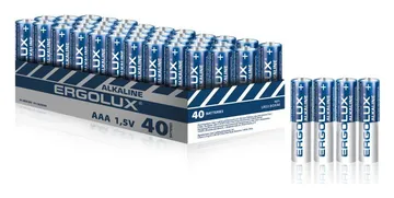 Элемент питания алкалиновый AAA/LR03 1.5В Alkaline BOX40 ПРОМО (уп.40шт) Ergolux 14672
