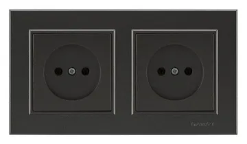 Розетка 2-м СП Karea 10А IP20 б/з дым. металлик Makel 56050017