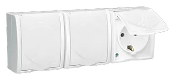 Розетка 3-м ОП Simon15 16А IP54 250В с заземл. с крышкой винт. клеммы бел. Simon 1594437-030