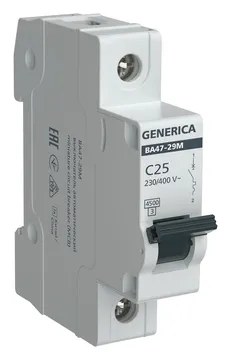 Выключатель автоматический модульный 1п C 25А 4.5кА ВА47-29М GENERICA MVA21-1-025-C-G