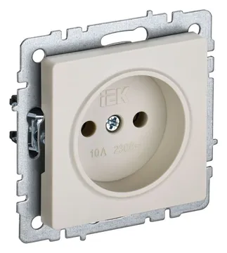 Розетка BRITE РС10-1-0-БрКр 10А без заземл. без защ. шторок механизм беж. IEK BR-R10-10-K10