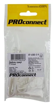 Дюбель-хомут 11-18 для круглого кабеля бел. (уп.10шт) PROCONNECT 07-4502-2-9