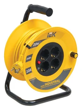 Удлинитель на катушке 4х20м с заземл. 10А IP20 Industrial УК20 3х1 термозащита IEK WKP14-10-04-20