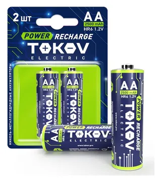 Аккумулятор AA/HR6 2500мА.ч (блист.2шт) TOKOV ELECTRIC TKE-NMA-HR6/B2