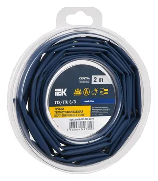 Трубка термоусадочная ТТУ нг-LS 6/3 син. (уп.2м) IEK UDR12-006-003-002-K07-T
