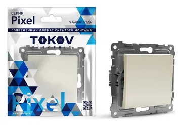 Переключатель проходной 1-кл. СП Pixel 10А IP20 механизм беж. TOKOV ELECTRIC TKE-PX-P1-C02