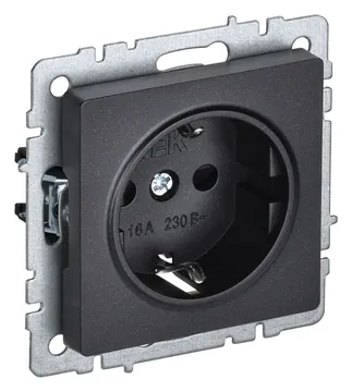 Розетка BRITE РС14-1-0-БрЧ 16А с заземл. защ. шторки механизм черн. IEK BR-R14-16-K02