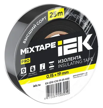 Изолента 0.15х19мм (рул.25м) черн. IEK EX-IZ10-C15-19-25-K02