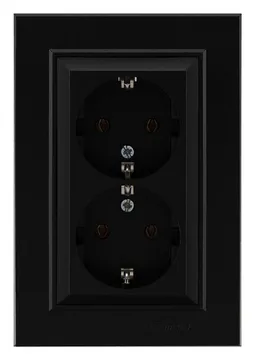 Розетка двойная с заземления Karea черн. Makel 56054082