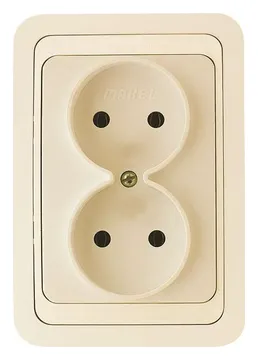 Розетка 2-м СП Mimoza 16А IP20 без заземл. крем./крем. Makel 25017