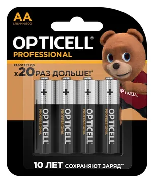 Элемент питания алкалиновый AA/LR6 (блист. 4шт) Professional Opticell 5052001/6052001