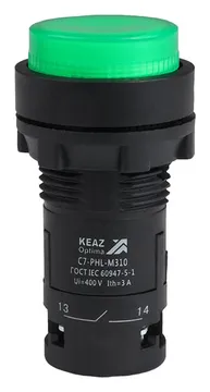 Кнопка с фиксацией с подсветкой OptiSignal Compact D22 С7-PHL-M310 зел. 1НО 230В AC XB7NJ03M1 КЭАЗ 362120