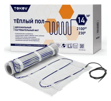 Комплект "Теплый пол" (мат) 150Вт/кв.м 14кв.м TOKOV ELECTRIC TKE-MAT150-2100-14