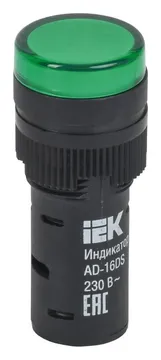 Лампа светосигнальная AD16DS d16мм 230В AC зел. KARAT IEK BLS10-ADDS-230-K06-16