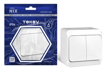 Выключатель 2-кл. ОП Nix 10А IP54 250В бел. TOKOV ELECTRIC TKE-NX-V2-C01-IP54