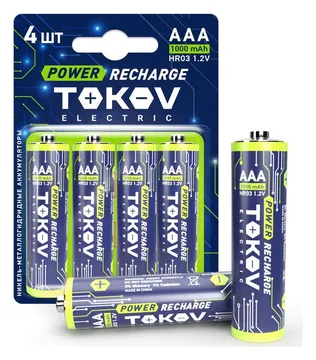Аккумулятор AAA/HR03 1000мА.ч (блист.4шт) TOKOV ELECTRIC TKE-NMA-HR03/B4