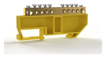 Шина PE "земля" на DIN-изоляторе 6х9мм 10 отвер. латунь TOKOV ELECTRIC TKE-BCB-69-10-DIN/PE