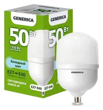 Лампа светодиодная HP 50Вт 6500К E27-E40 230В GENERICA LL-HP-50-230-65-E27-E40-G