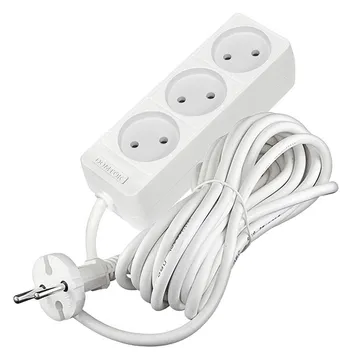 Удлинитель 3х5м без заземл. 10А IP20 2.2кВт ПВС 2х0.75 бел. DOMTOK 2372