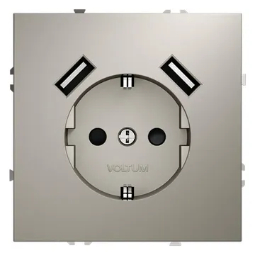 Розетка 1-м СП S70 16А с USB A+A с заземл. защ. шторки механизм кашемир Voltum VLS040403