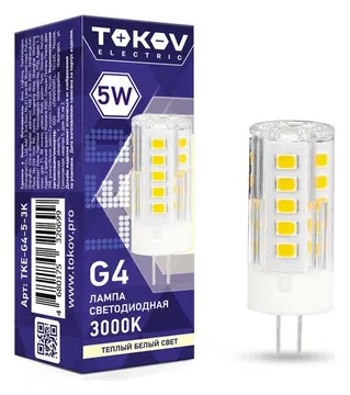 Лампа светодиодная 5Вт Capsule 3000К G4 220-240В TOKOV ELECTRIC TKE-G4-5-3K